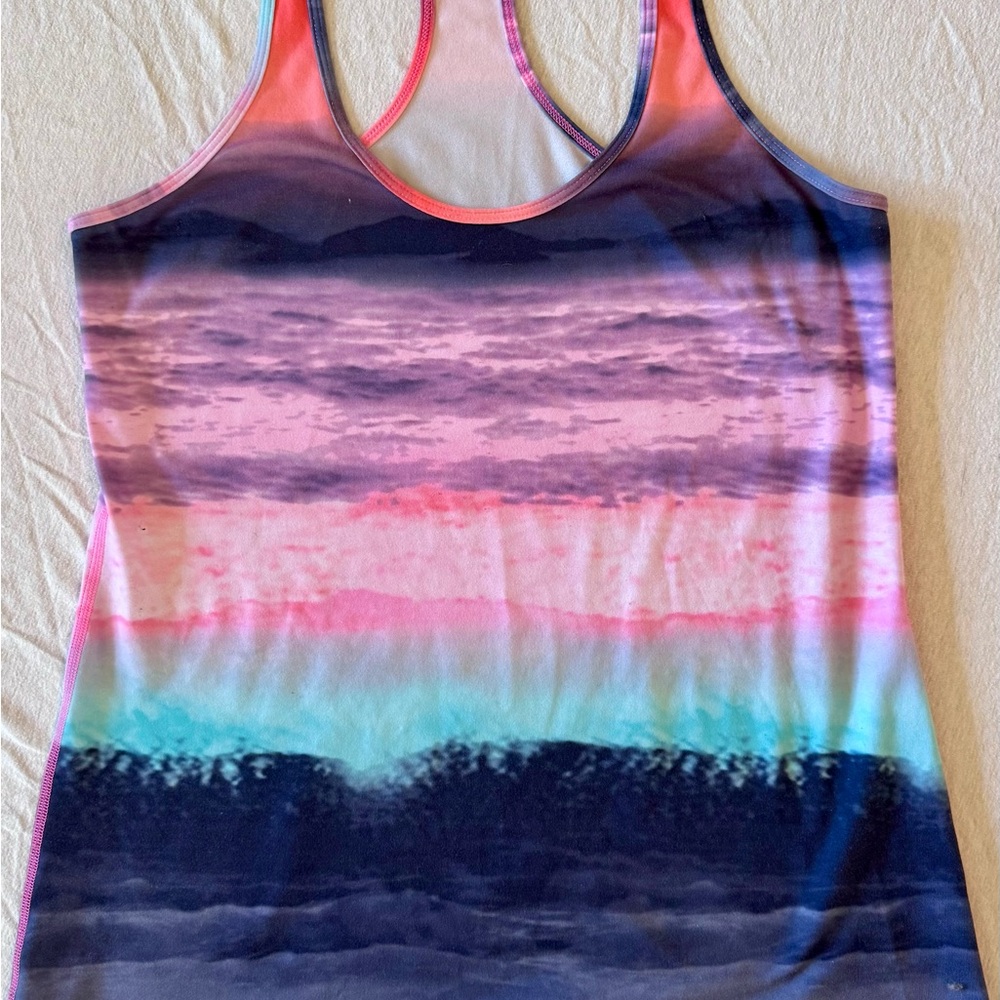 Lululemon Athletica Cool Racerback Tank in the Beachscape Multi colorway.